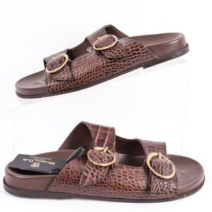 Massimo Dutti Womens Flat Mock Croc Sandals Slides